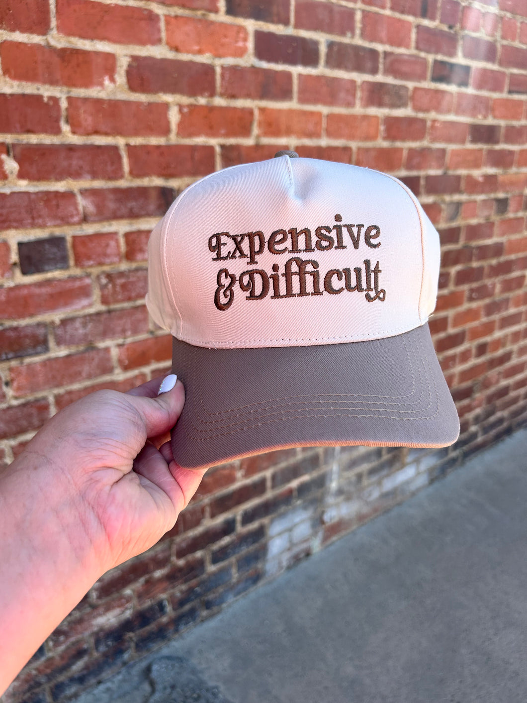 Ivory & Mocha Expensive & Difficult embroidered hat
