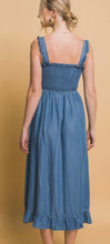 Load image into Gallery viewer, Medium denim tank dress with scrunch
