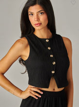Load image into Gallery viewer, Black Crinkled vest &amp; palazzo 2pc set
