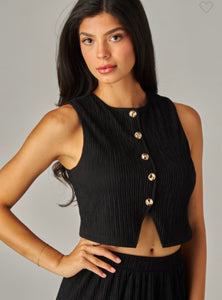 Black Crinkled vest & palazzo 2pc set