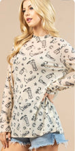 Load image into Gallery viewer, Cream with black boots &amp; spurs mesh top
