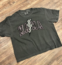 Load image into Gallery viewer, Mama checkered lightning bolt sequin patch short sleeve
