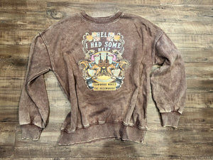 Brown acid wash “hell I had some help” crewneck