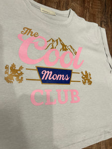 Light grey “Cool Moms Club” beer logo t-shirt