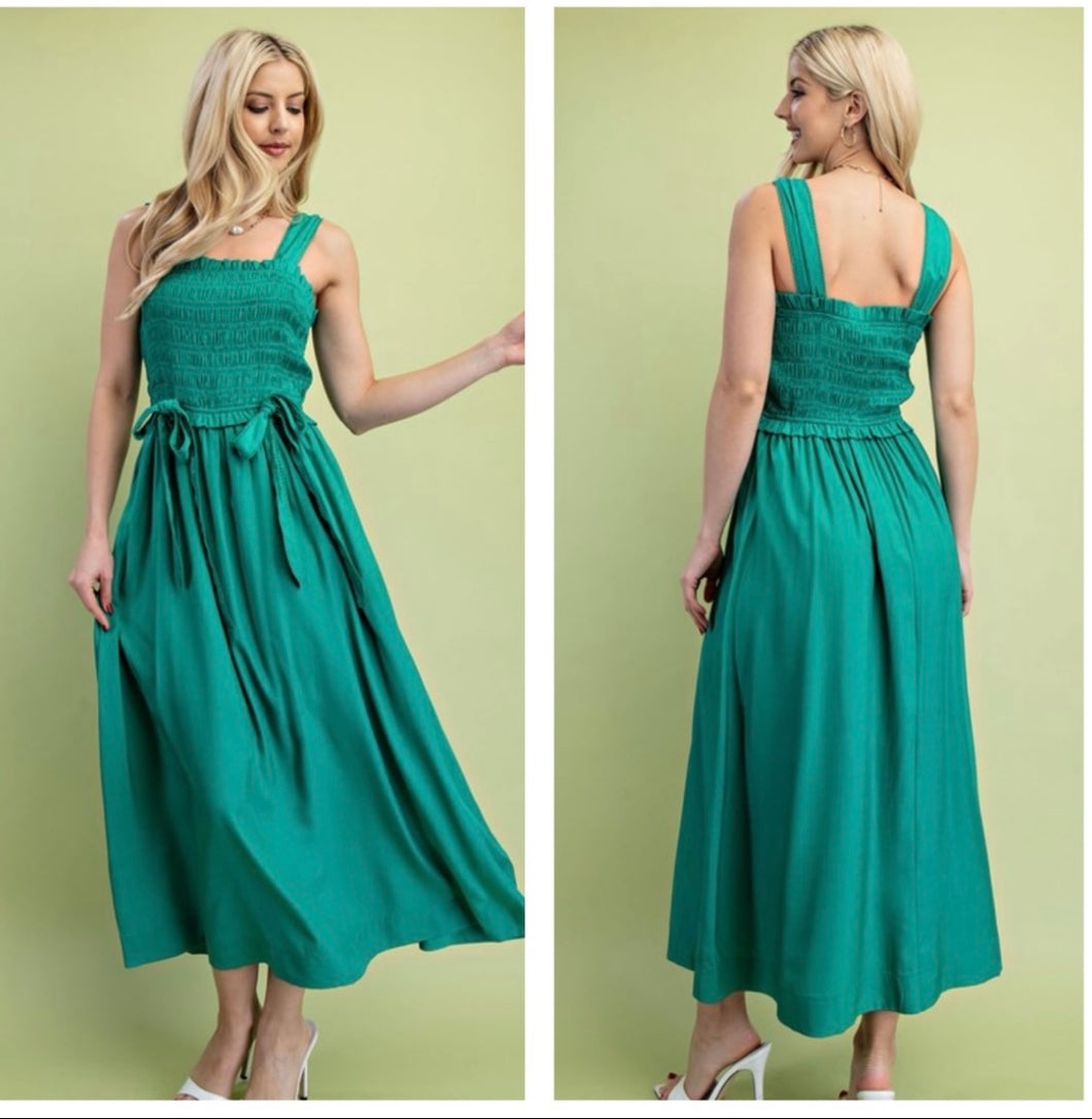Kelly Green bow maxi dress
