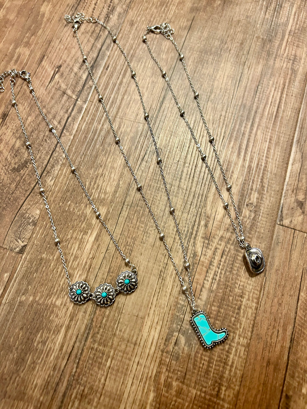 Triple layer boot & hat necklace’s