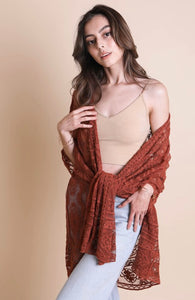 Rust lace medallion kimono