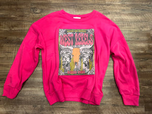 Hot pink West rebels steerhead crewneck