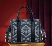 Load image into Gallery viewer, Wrangler Black &amp; grey denim Aztec tote

