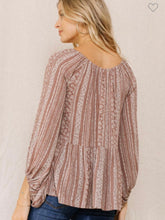Load image into Gallery viewer, Mocha &amp; cream floral long sleeve top
