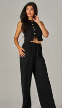 Load image into Gallery viewer, Black Crinkled vest &amp; palazzo 2pc set
