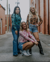 Load image into Gallery viewer, Teal with brown bucking horse &amp; cactus mesh long sleeve top
