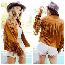 Load image into Gallery viewer, Saddle brown fringe suede western jacket
