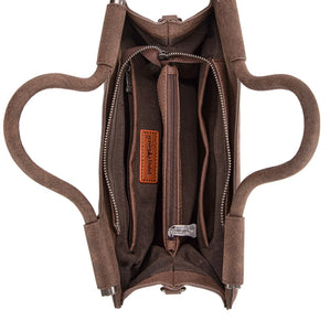 Brown & cream tooled Aztec embossed handbag by Trinity Ranch