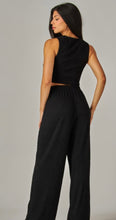 Load image into Gallery viewer, Black Crinkled vest &amp; palazzo 2pc set
