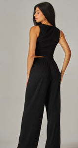 Black Crinkled vest & palazzo 2pc set