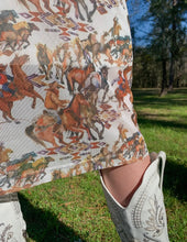 Load image into Gallery viewer, Wild horses cream &amp; saddle brown mesh midi dress
