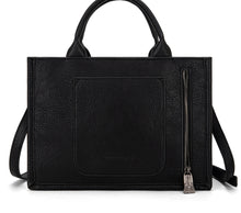 Load image into Gallery viewer, Black &amp; cream tooled fringe purse by Trinity Ranch
