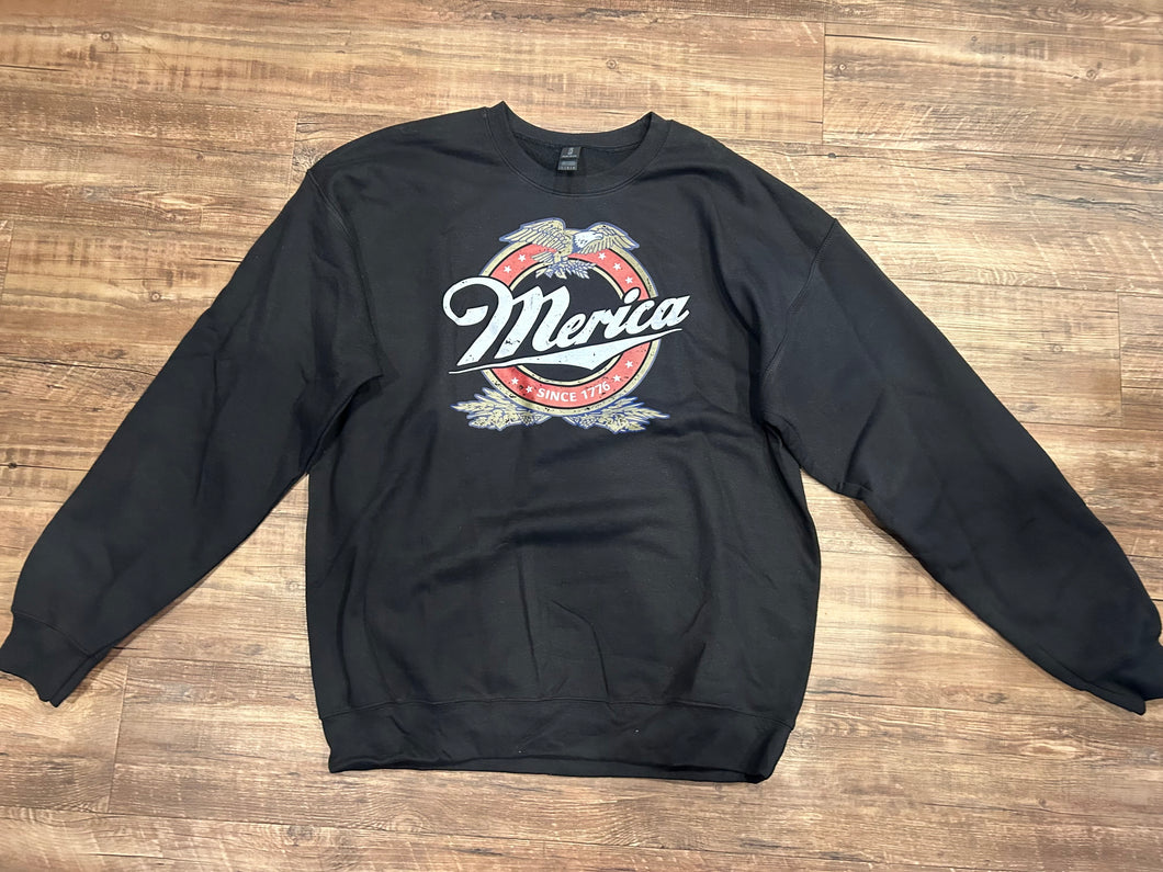 Black merica beer logo crewneck