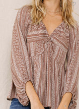 Load image into Gallery viewer, Mocha &amp; cream floral long sleeve top
