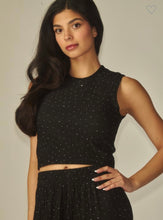 Load image into Gallery viewer, Black with bling accent ribbed 2pc set
