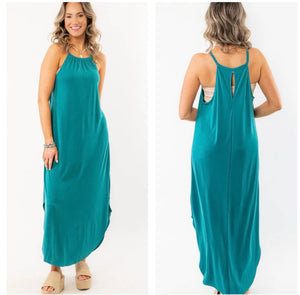 Teal tank midi dress