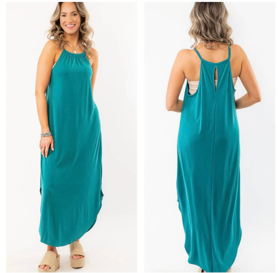 Teal tank midi dress