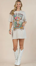 Load image into Gallery viewer, Oatmeal Wild West steerhead &amp; butterfly western t-shirt dress
