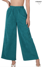 Load image into Gallery viewer, Teal corduroy palazzo pants with pockets
