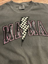 Load image into Gallery viewer, Mama checkered lightning bolt sequin patch short sleeve
