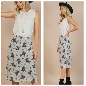 White black bucking horse mesh skirt