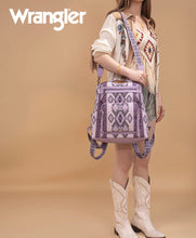 Load image into Gallery viewer, *PreOrder* Wrangler Lavender &amp; Purple Aztec backpack/crossbody can be worn both ways straps are removable
