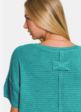 Load image into Gallery viewer, Teal waffle short sleeve top
