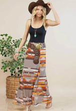 Load image into Gallery viewer, Rust, mustard &amp; mocha mesh maxi skirt
