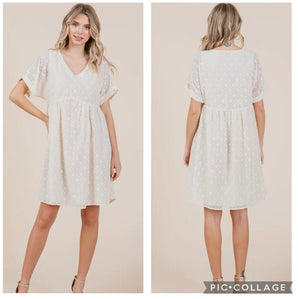 Cream short sleeve dress
