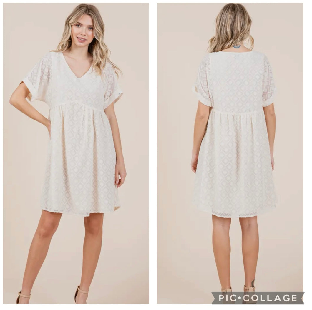 Cream short sleeve dress