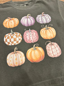 9 pumpkin collage plum & mocha checkered fall t-shirt