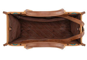 Brown & teal large retro Aztec tote