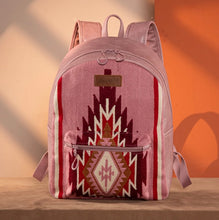 Load image into Gallery viewer, Wrangler Pink &amp; burgundy knitted Aztec backpack

