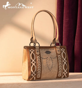 Brown & Tan boot stitch embroidered purse Montana west