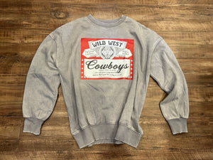 Light grey acid wash “Wild West” crewneck