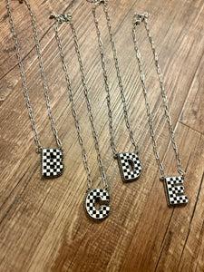Checkered Initial Necklaces