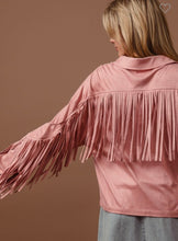 Load image into Gallery viewer, Pink suede fringe western jacket
