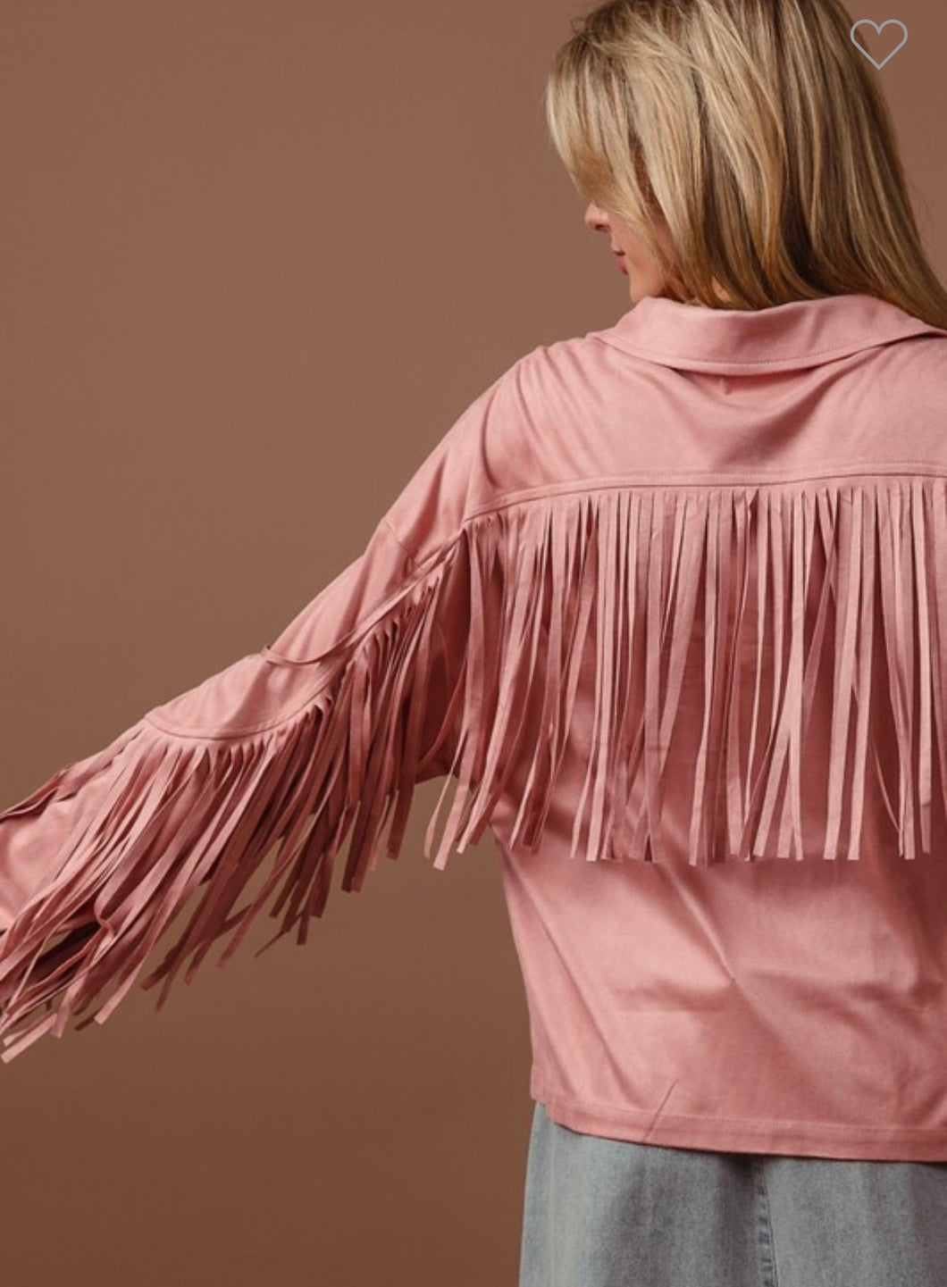 Pink suede fringe western jacket