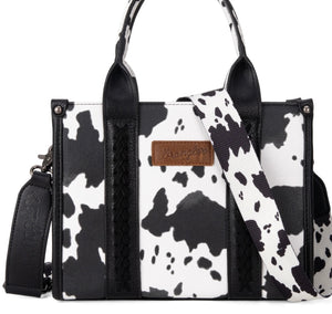 Black & White Cowprint Wrangler Tote