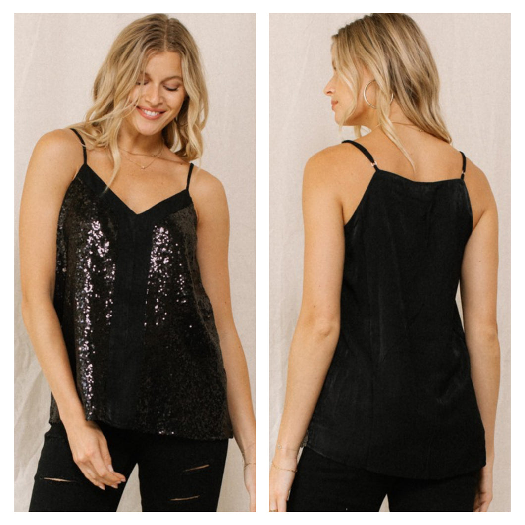 Black sequin tank top