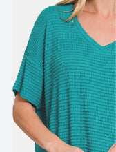 Load image into Gallery viewer, Teal waffle short sleeve top
