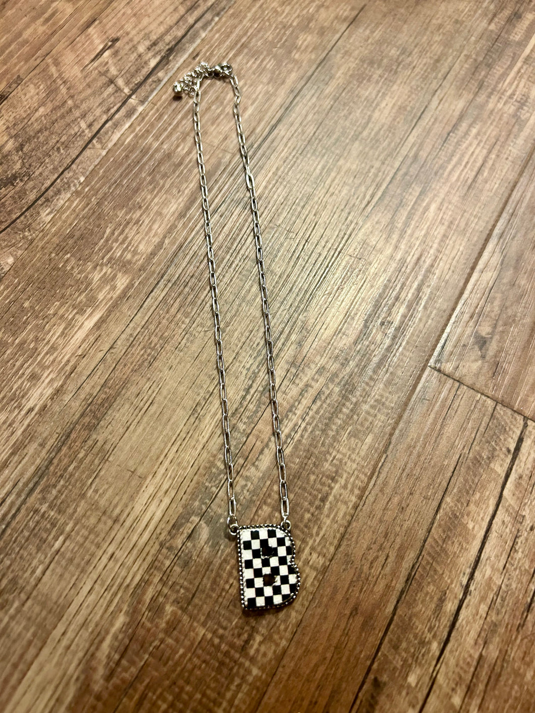 Checkered Initial Necklaces