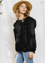 Load image into Gallery viewer, Black satin long sleeve top
