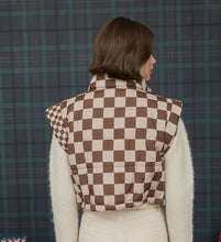 Load image into Gallery viewer, Mocha &amp; Brown checkered puffer vest
